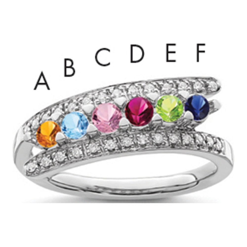 14K White Gold 1/10 ct tw Diamond Family Ring