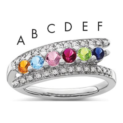 14K White Gold 1/10 ct tw Diamond Family Ring