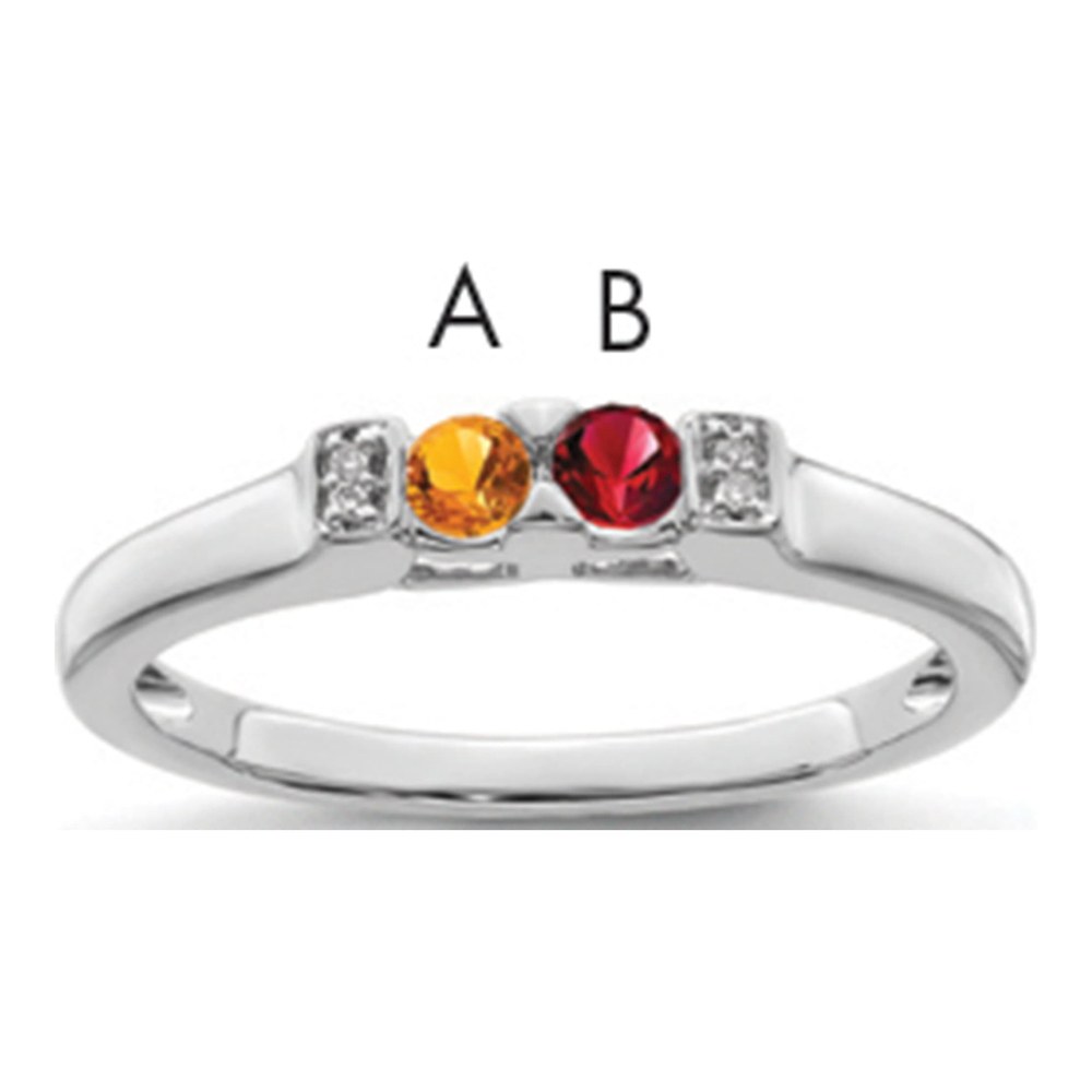 14K White Gold Diamond Family Ring Semi-Mount
