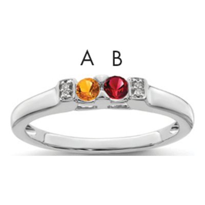 14K White Gold Diamond Family Ring Semi-Mount