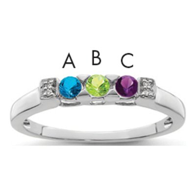 14K White Gold Diamond Family Ring Semi-Mount