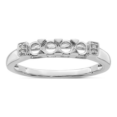 14K White Gold Diamond Family Ring Semi-Mount – view 5