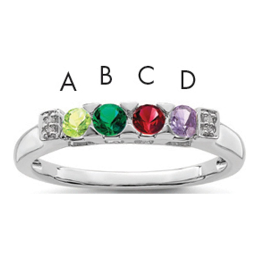 14K White Gold Diamond Family Ring Semi-Mount