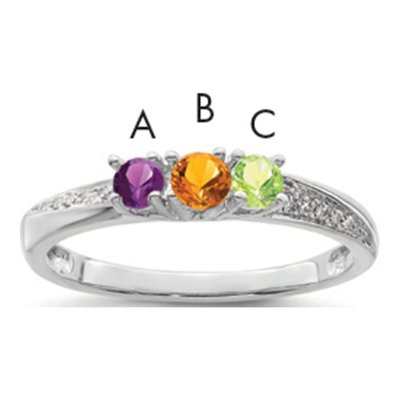14K White Gold 1/20 ct tw Diamond Set Family Ring