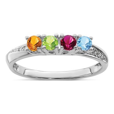 14K White Gold Diamond Set Family Ring – view 2