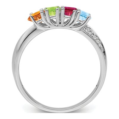 14K White Gold Diamond Set Family Ring – view 3