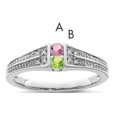 14K White Gold Diamond Set Family Ring