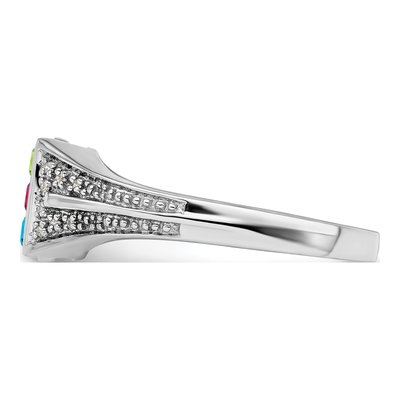 14K White Gold 1/20 ct tw Diamond Semi-Set Family Ring – view 4