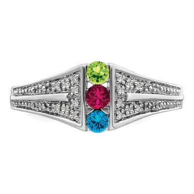 14K White Gold 1/20 ct tw Diamond Semi-Set Family Ring – view 5