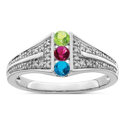 14K White Gold Diamond Set Family Ring – view 2