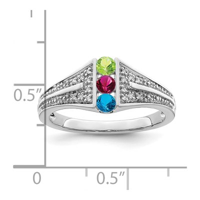 14K White Gold Diamond Set Family Ring – view 6