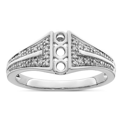 14K White Gold Diamond Set Family Ring – view 7