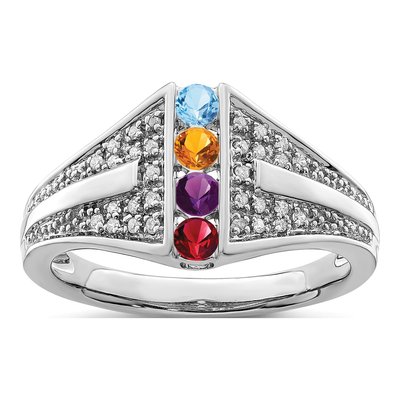 14K White Gold 1/8 ct tw Diamond Set Family Ring – view 2