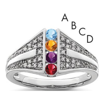 14K White Gold 1/8 ct tw Diamond Set Family Ring
