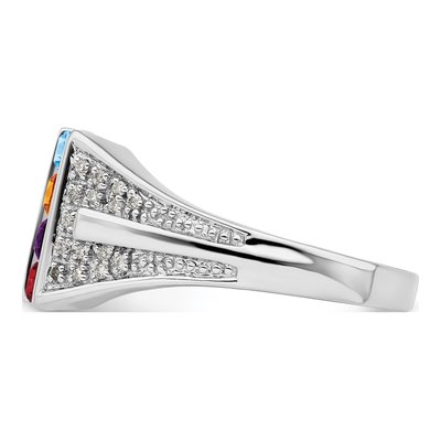 14K White Gold 1/8 ct tw Diamond Set Family Ring – view 4
