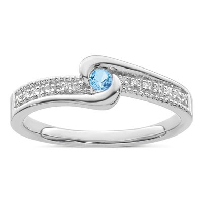 14K White Gold Diamond Personalized Family Ring – view 2