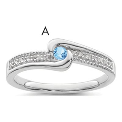 14K White Gold 1/20 ct tw Diamond Personalized Family Ring