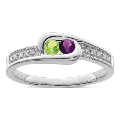 14K White Gold Diamond Personalized Family Ring – view 2