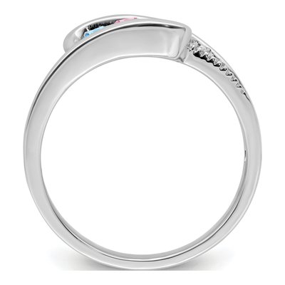 14K White Gold Diamond Personalized Family Ring – view 3
