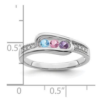 14K White Gold Diamond Personalized Family Ring – view 4