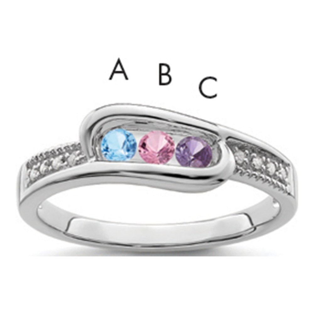 14K White Gold Diamond Personalized Family Ring