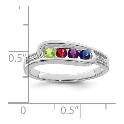 14K White Gold Diamond Personalized Family Ring – view 4