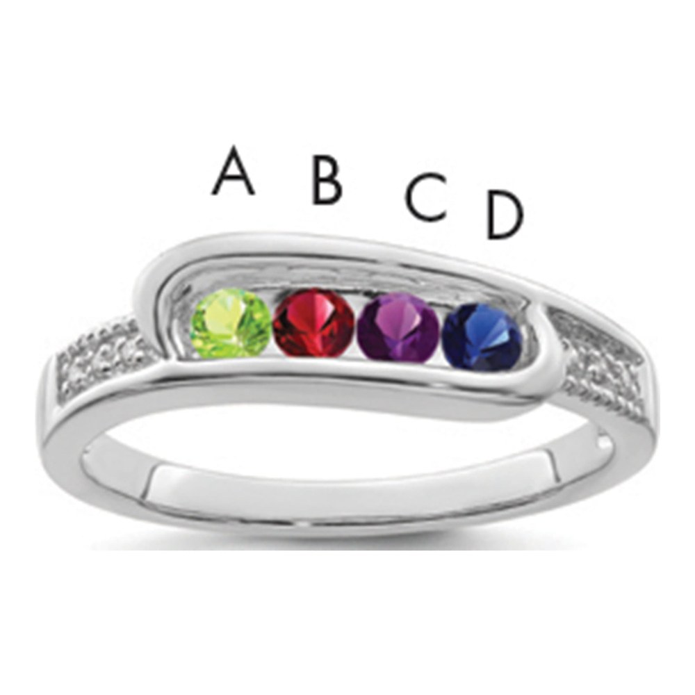 14K White Gold Diamond Personalized Family Ring