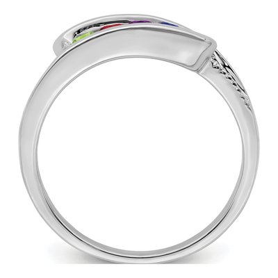 14K White Gold Diamond Personalized Family Ring – view 3