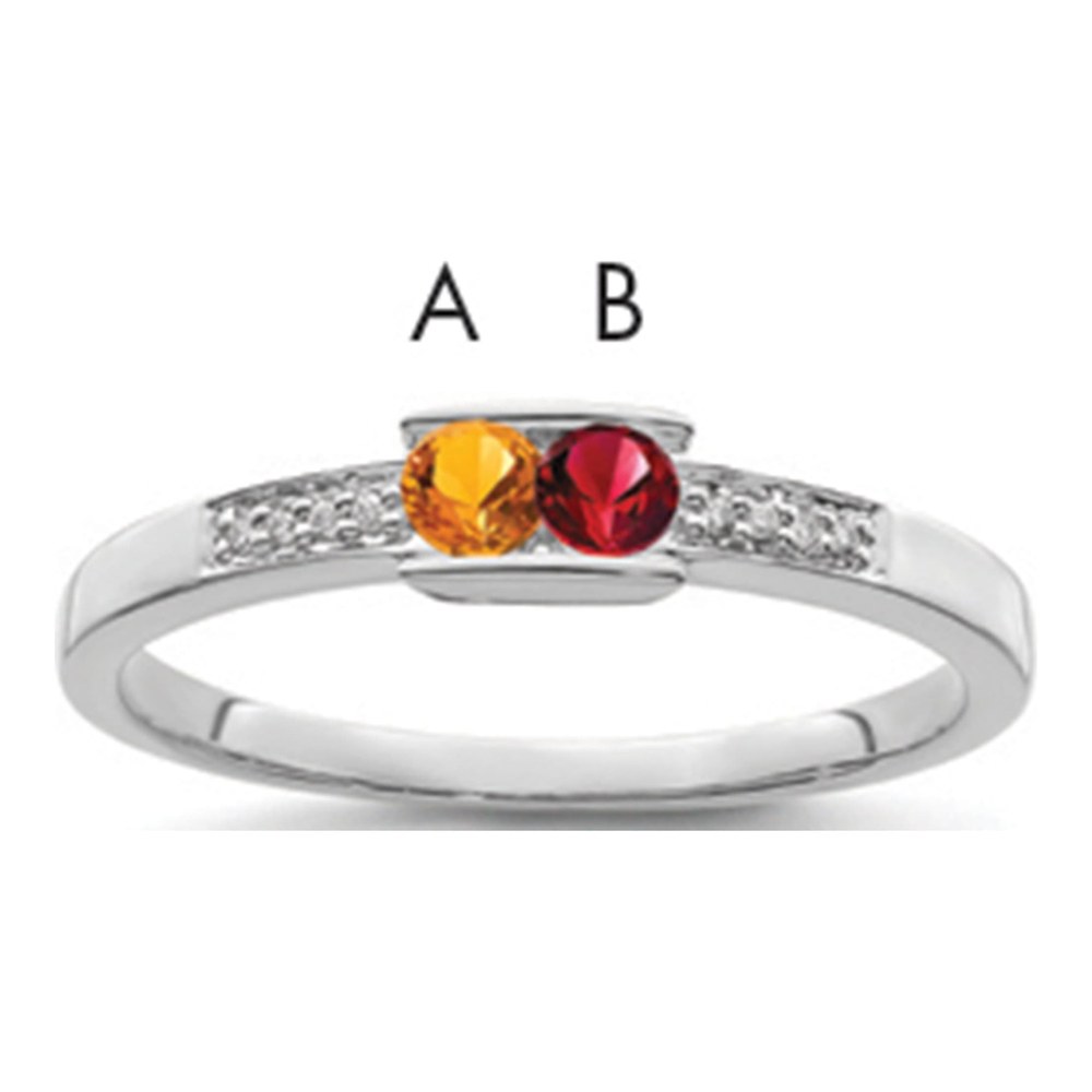 14K White Gold Diamond Set Family Ring