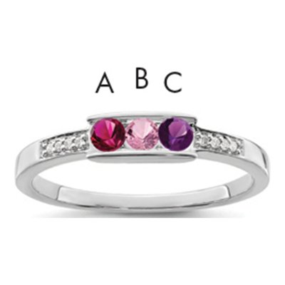 14K White Gold Diamond Personalized Family Ring