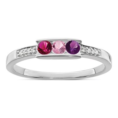 14K White Gold Diamond Set Family Ring – view 2