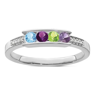 14K White Gold Diamond Family Ring – view 2