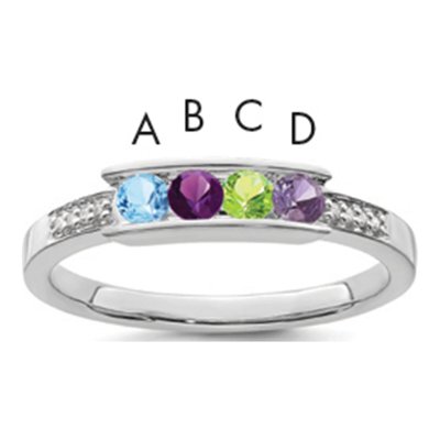 14K White Gold Diamond Family Ring