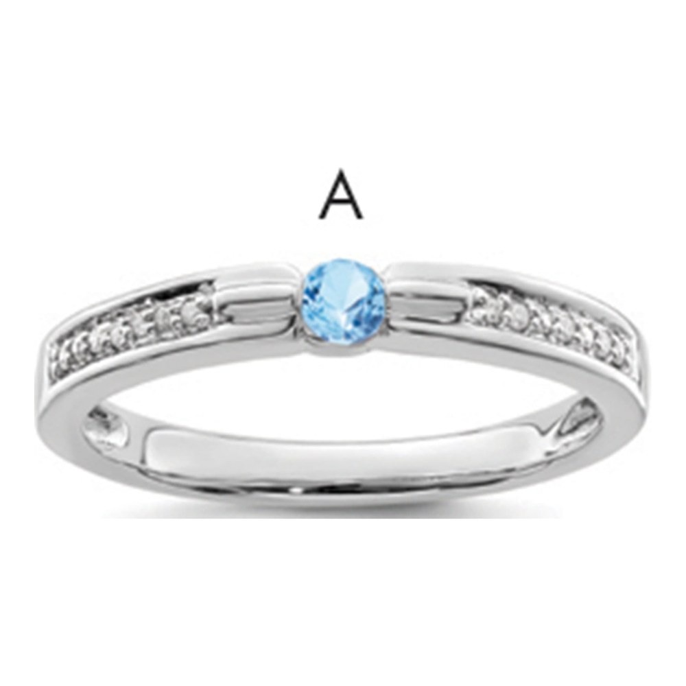 14K White Gold Personalized Family Stone & Diamond Ring
