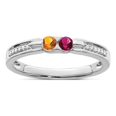 14K White Gold Diamond Personalized Family Ring – view 2
