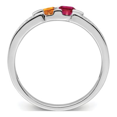 14K White Gold Diamond Personalized Family Ring – view 3