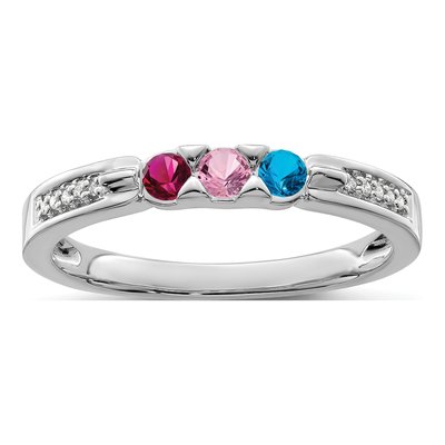 14K White Gold Diamond Personalized Family Ring – view 2