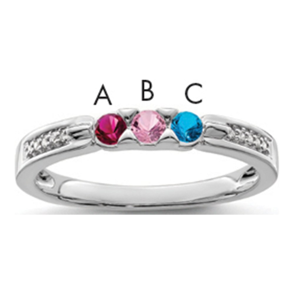 14K White Gold Diamond Personalized Family Ring