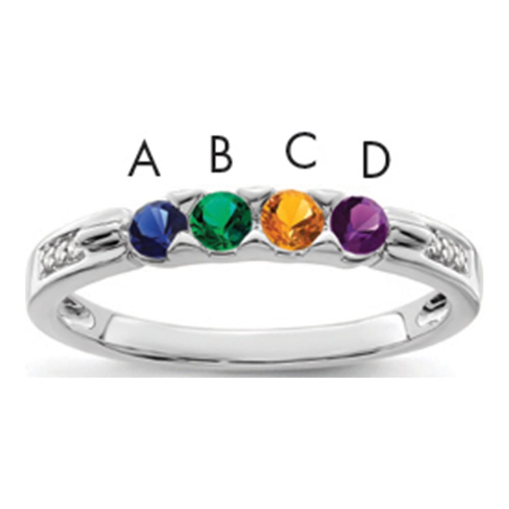 14K White Gold Rhodium-Plated Family Jewelry 0.020 ctw (total weight)ct Diamond Semi-Set Ring