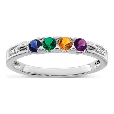 14K White Gold Diamond Personalized Family Ring – view 2