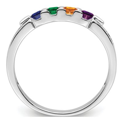 14K White Gold Diamond Personalized Family Ring – view 3