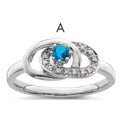 14K White Gold Diamond Set Family Ring