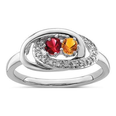 14K White Gold Diamond Family Mother's Ring – view 2