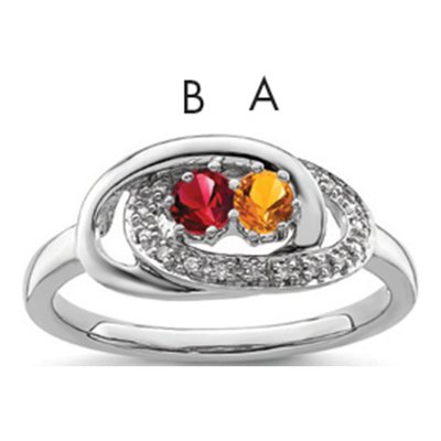 14K White Gold Diamond Set Family Ring