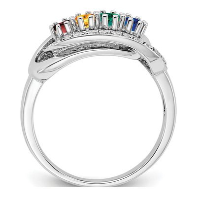 14K White Gold 1/15 ct tw Diamond Genuinestone Set Family Ring – view 3