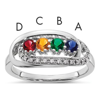 14K White Gold 1/15 ct tw Diamond Genuinestone Set Family Ring