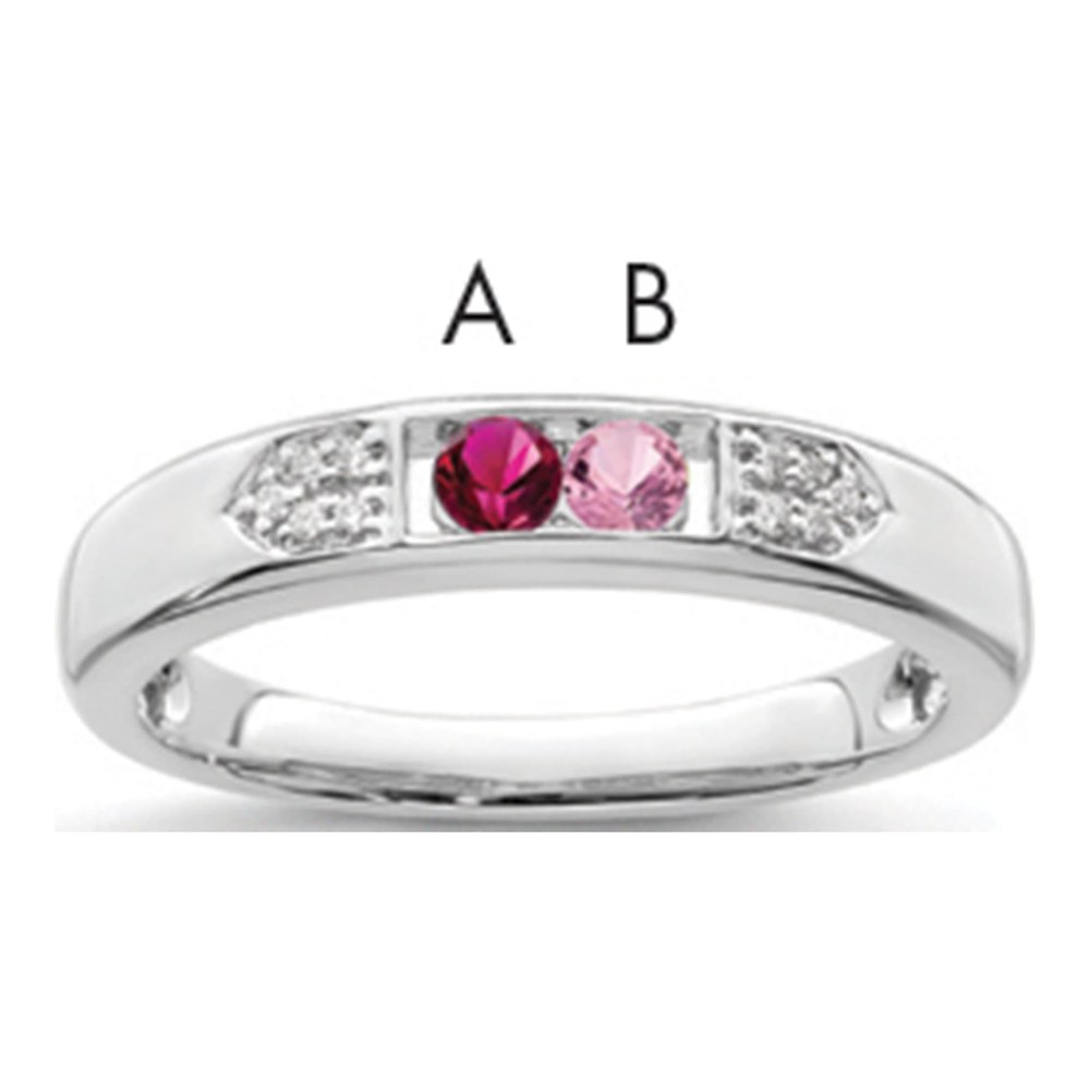 14K White Gold Rhodium-Plated Family Jewelry 0.030 ctw (total weight)ct Diamond Semi-Set Ring