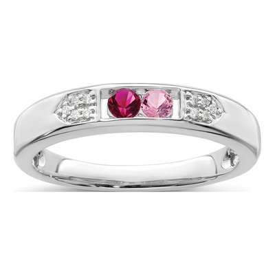 14K White Gold Diamond Set Family Ring – view 2