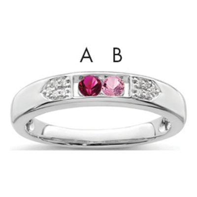 14K White Gold Diamond Set Family Ring
