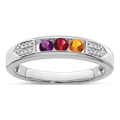 14K White Gold Diamond Personalized Family Ring – view 2